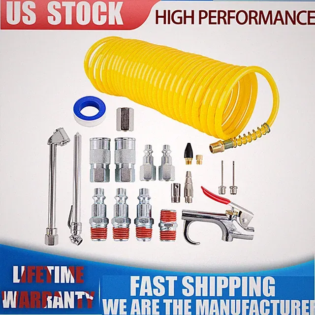 20x Air Compressor Pump Tool Accessory Kit 25Ft Various Inflation Gun Tires 1/4"