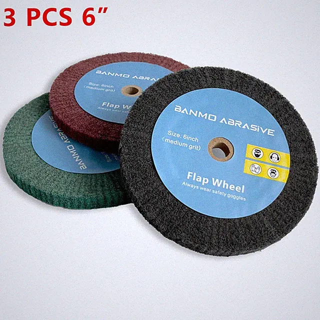 3 PCS 6" Bench Grinder Polishing Wheels 320/600/800 Grit,0.5"Thickness 0.5"Arbor