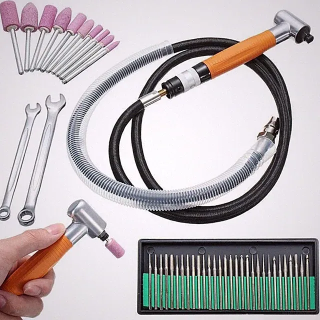 3MM Pneumatic Micro Grinder 90 Degree Angle Air Tool 70000 RPM for Metal Wood