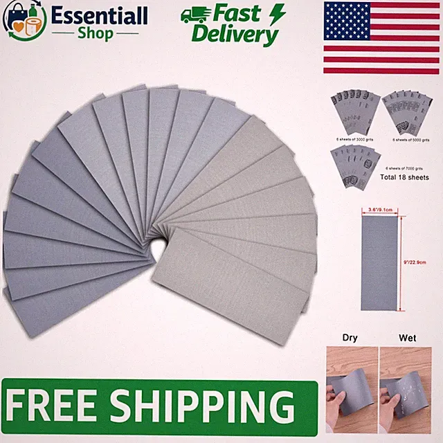 Essential 18-Piece Sandpaper Collection: Ideal for Automotive & Wood Finishing