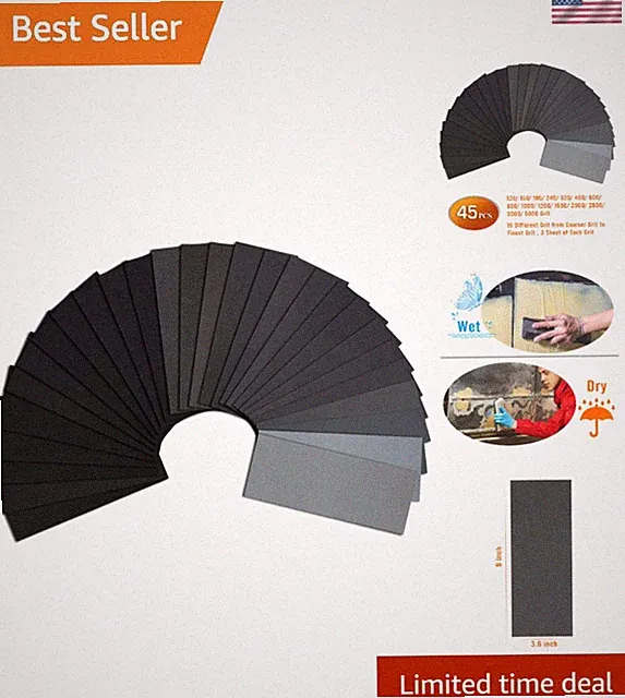 Ultimate 45PCS Assorted Grit Sandpaper for Wood, Metal & Automotive Polishing